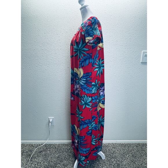 Vintage Hilo Hattie Dress Womens Small Hawaii Hawaiian Floral Red Made USA Beach - Picture 8 of 10